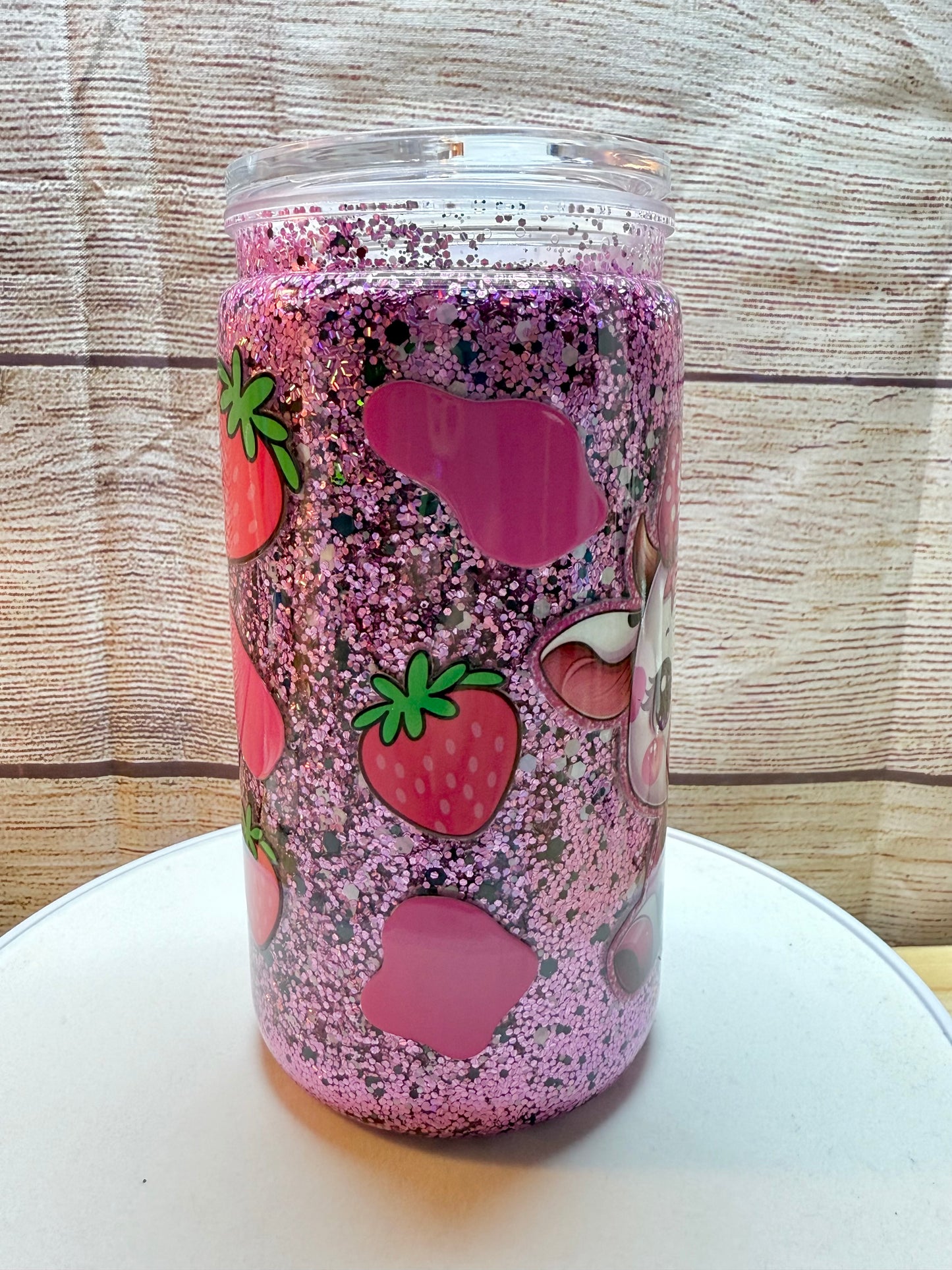 Strawberry Cow Snow Globe Tumbler