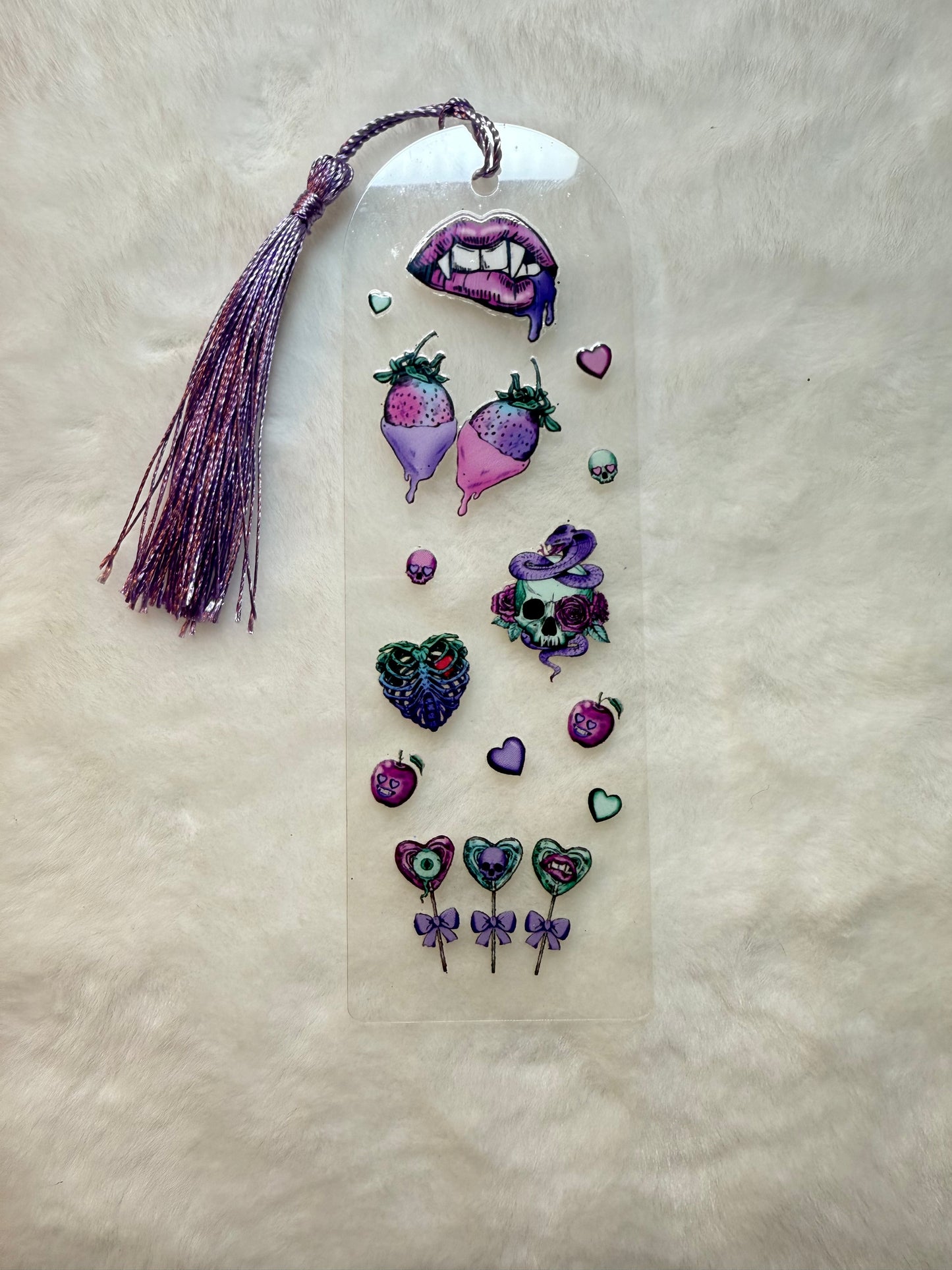 Skull and strawberries Bookmark