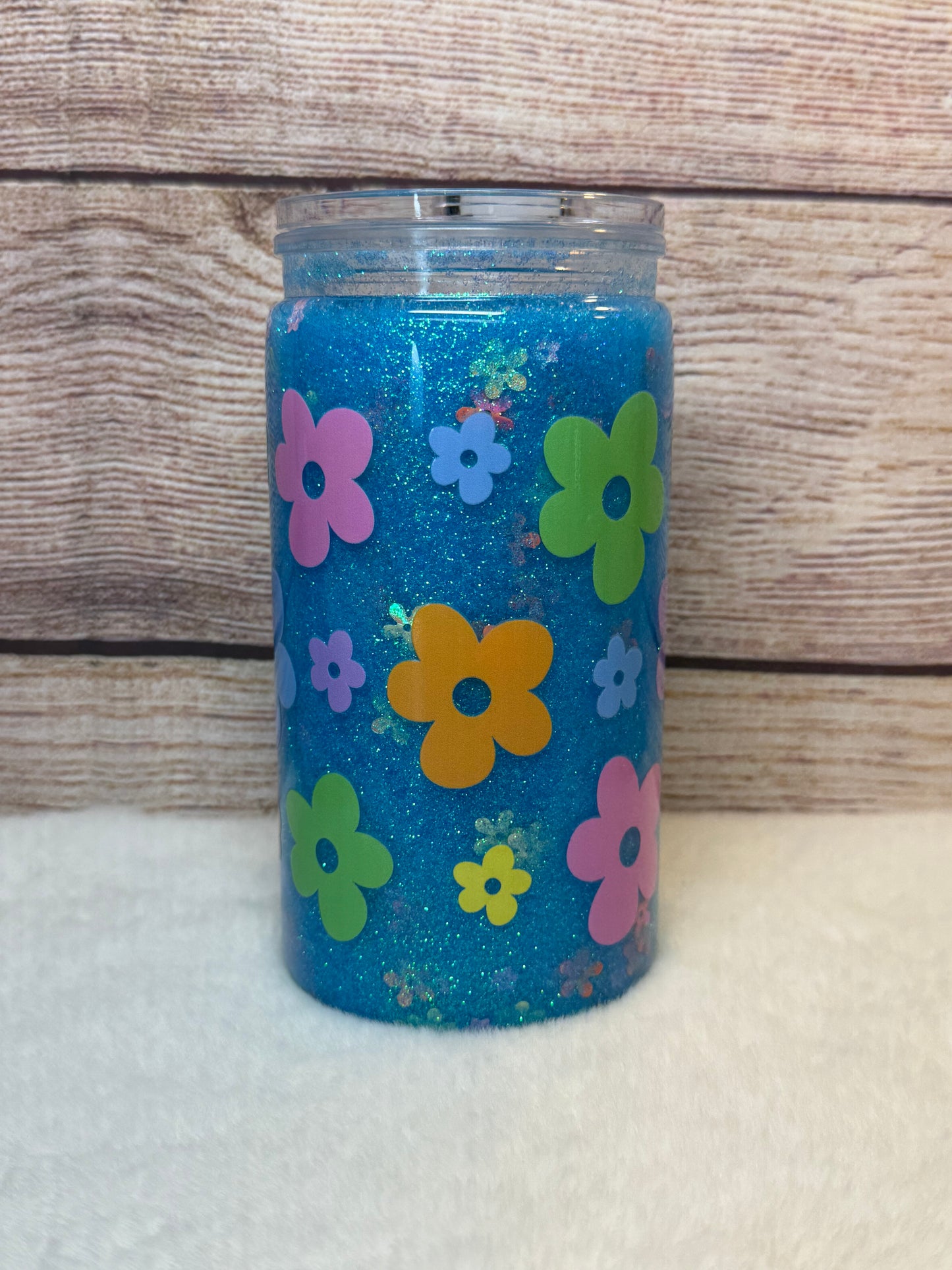 Floral 16 oz snow globe tumbler