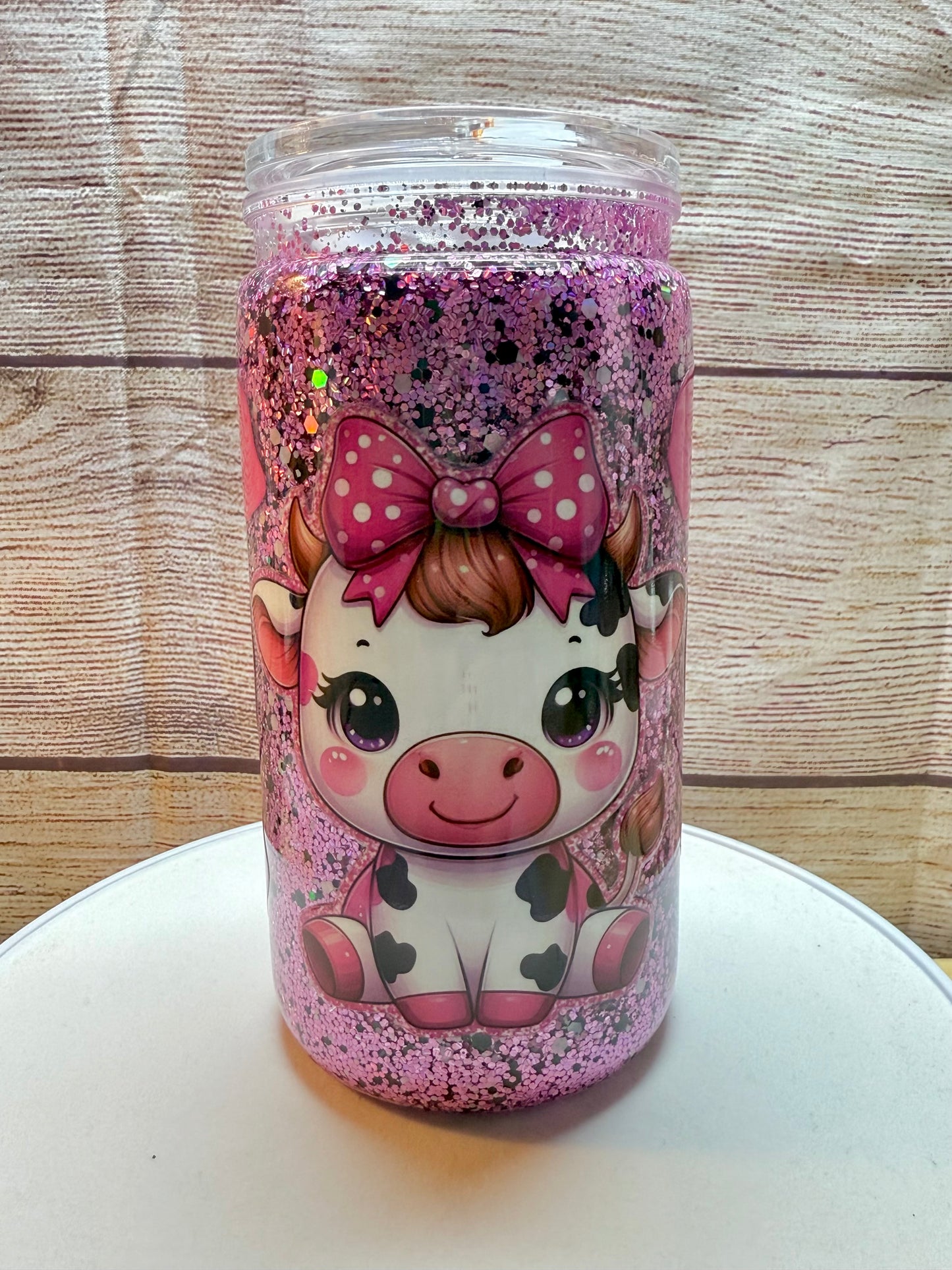 Strawberry Cow Snow Globe Tumbler