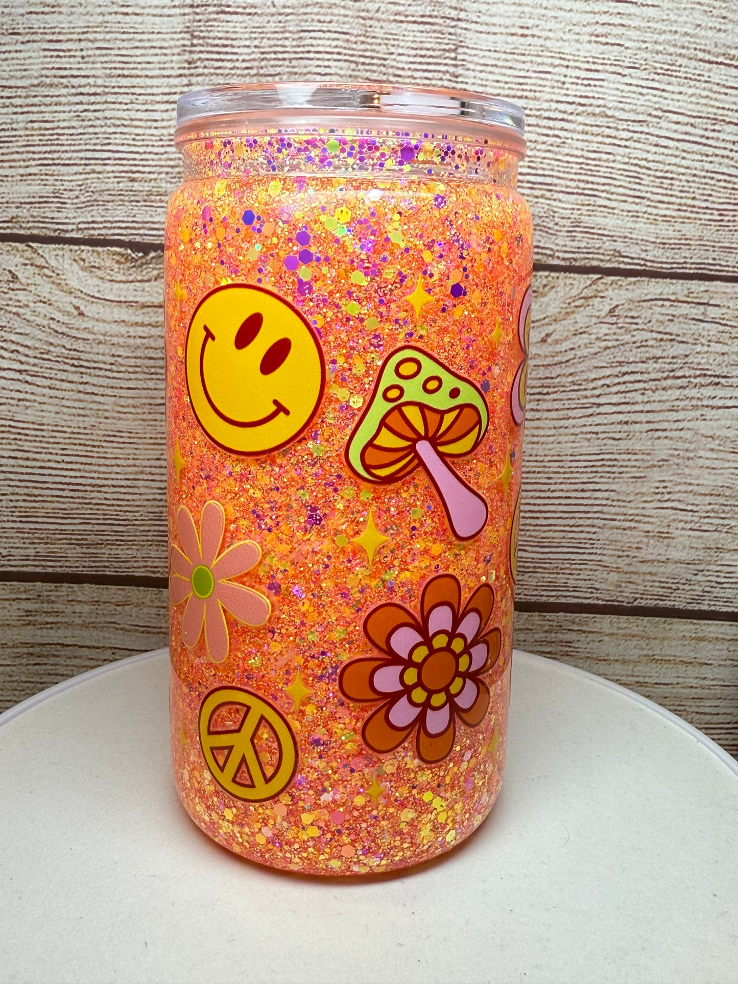 Groovy Orange Snow Globe Tumbler