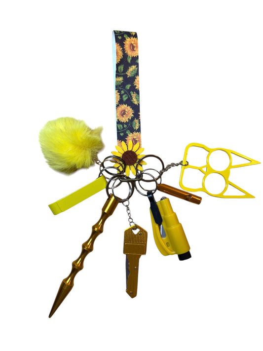 Yellow Sunflower Safety Keychain