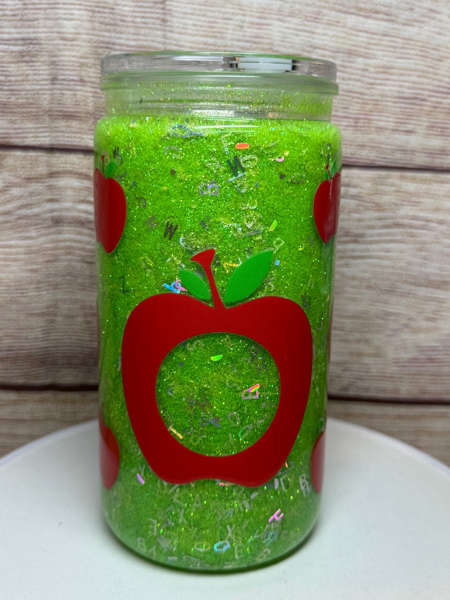 Teacher apple snow globe tumbler