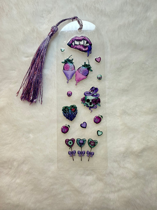 Skull and strawberries Bookmark