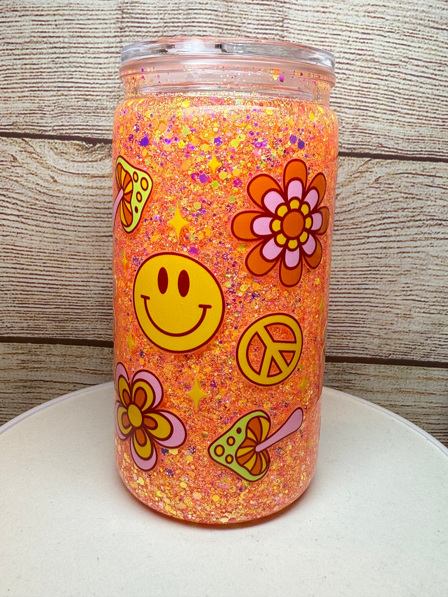 Groovy Orange Snow Globe Tumbler