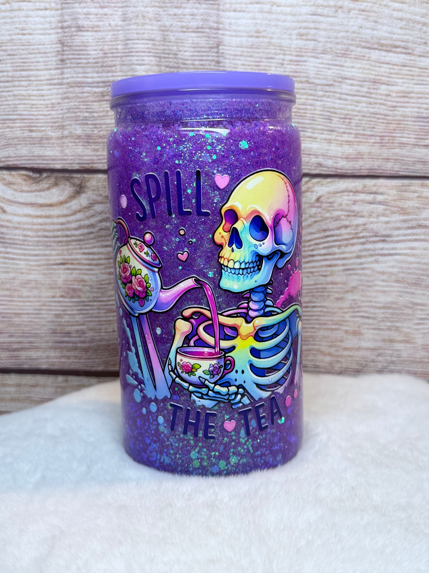 Spill the Tea Skeleton Snow Globe Tumbler