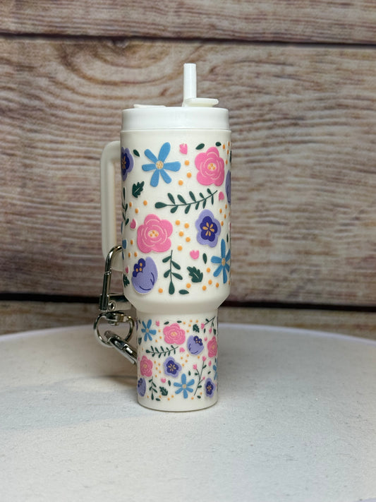 Floral Mini Tumbler Keychain
