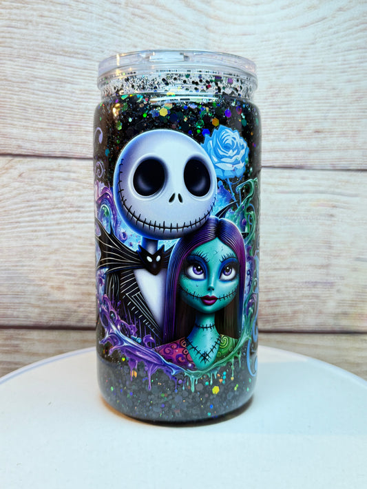 Jack and Sally Snow Globe Tumbler
