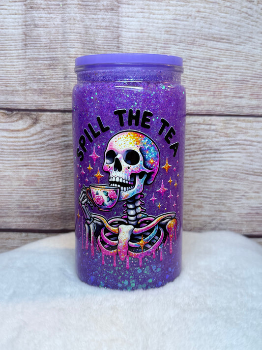 Spill the Tea Skeleton Snow Globe Tumbler