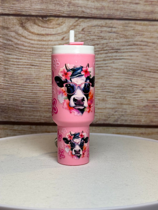 Cow Mini Tumbler Keychain