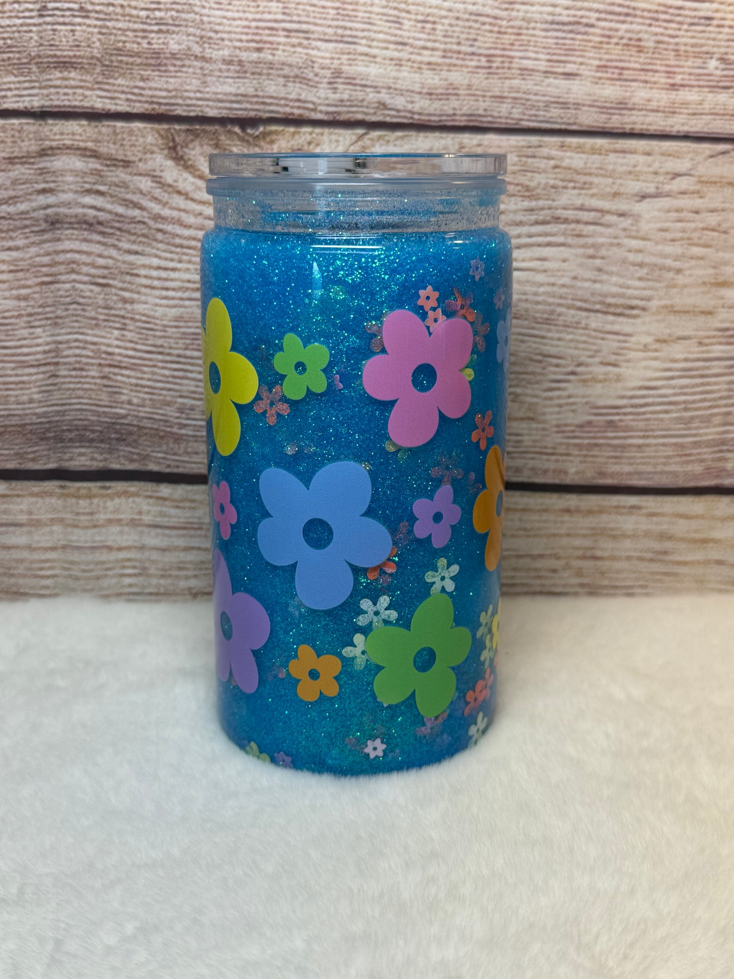 Floral 16 oz snow globe tumbler