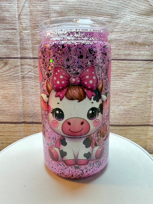 Strawberry Cow Snow Globe Tumbler