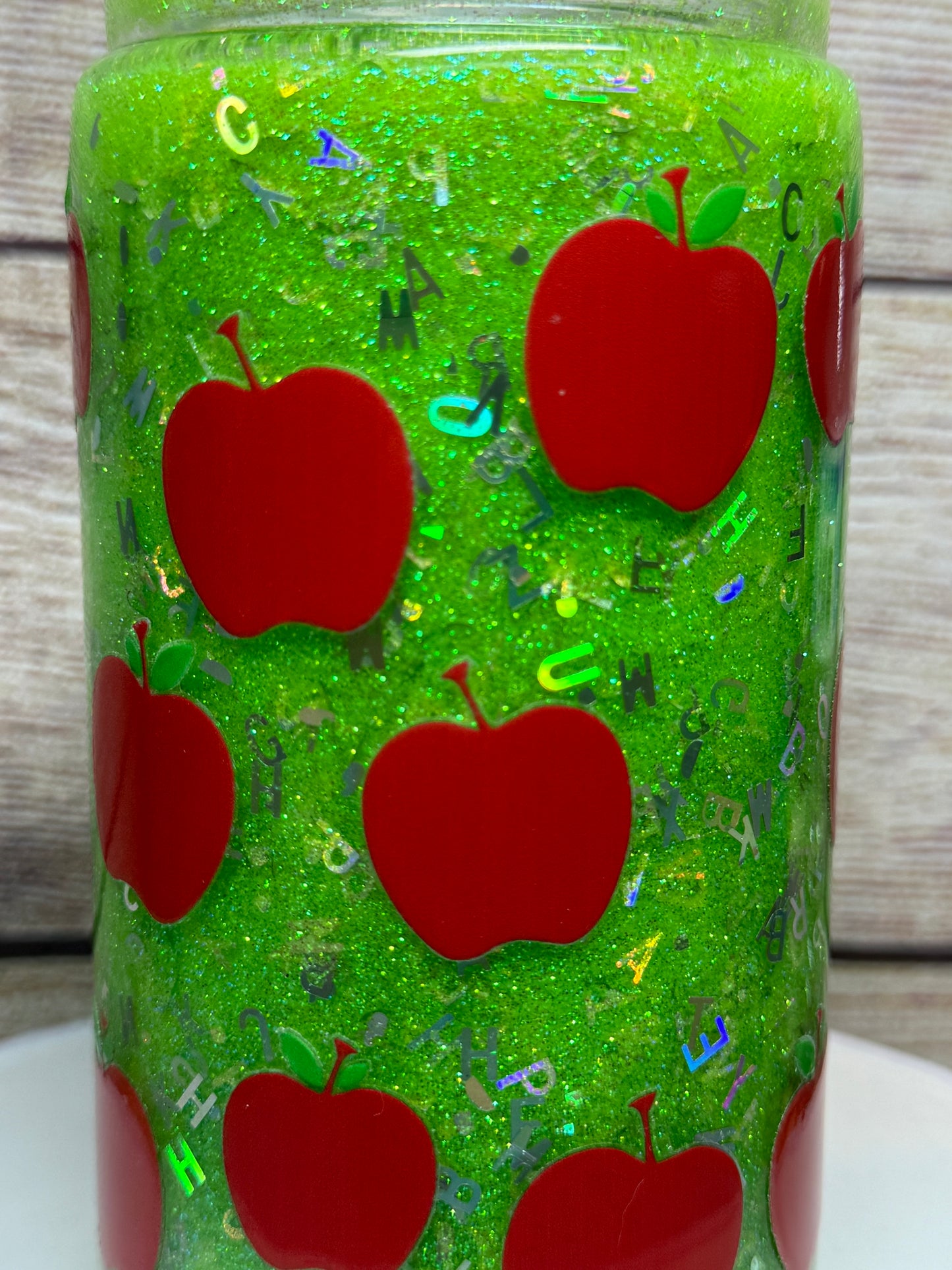 Teacher apple snow globe tumbler