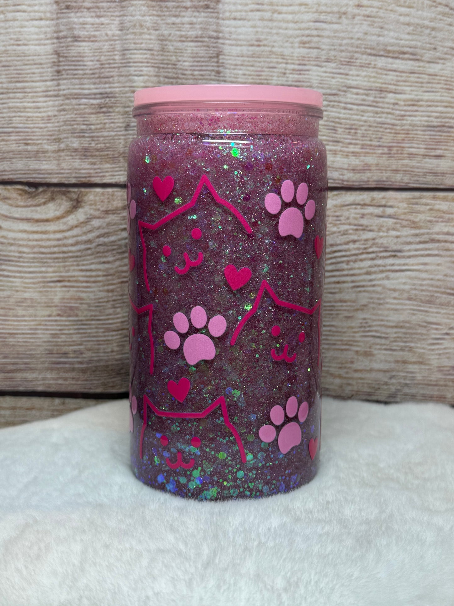 Cat and Paws Snow Globe Tumbler