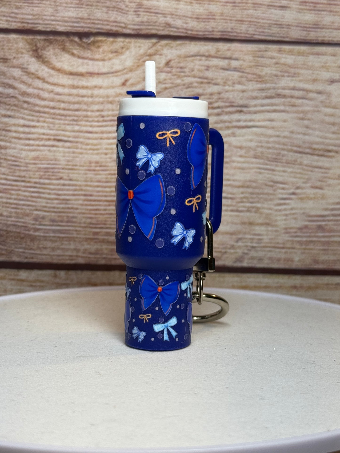 Blue Bows Mini Tumbler Keychain