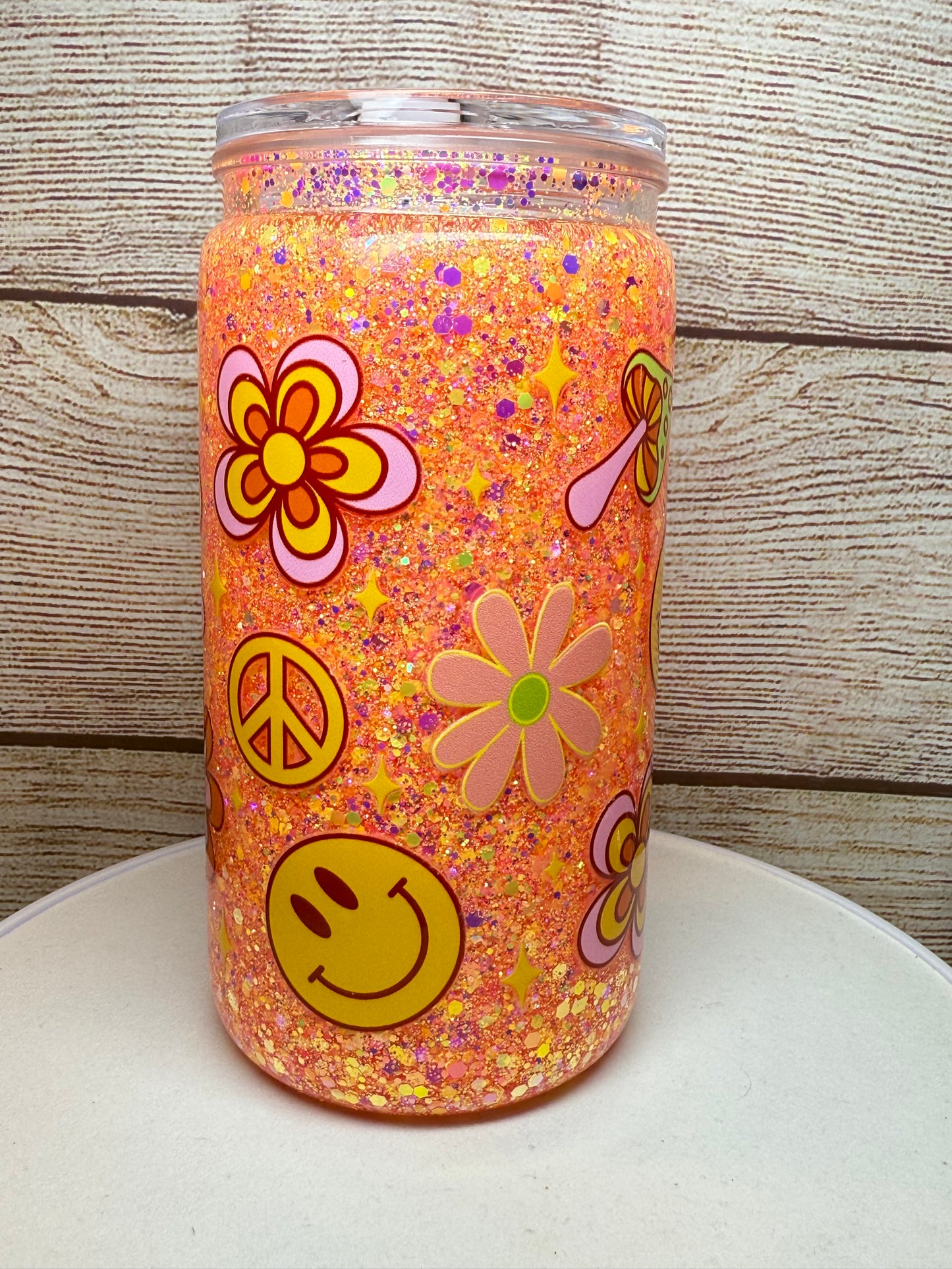 Groovy Orange Snow Globe Tumbler