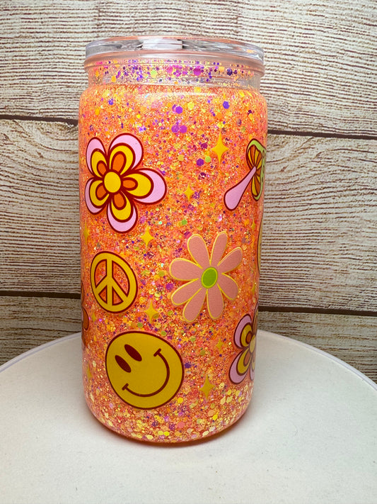 Groovy Orange Snow Globe Tumbler