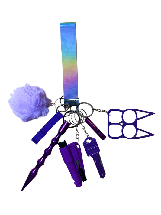 Purple Rainbow Safety Keychain