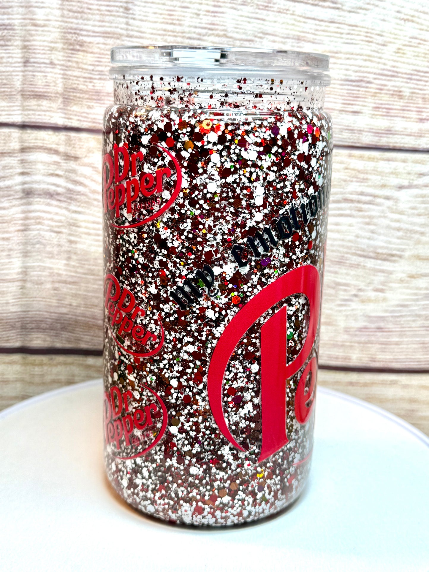 Emotional support Dr. Pepper 16 oz snow globe tumbler