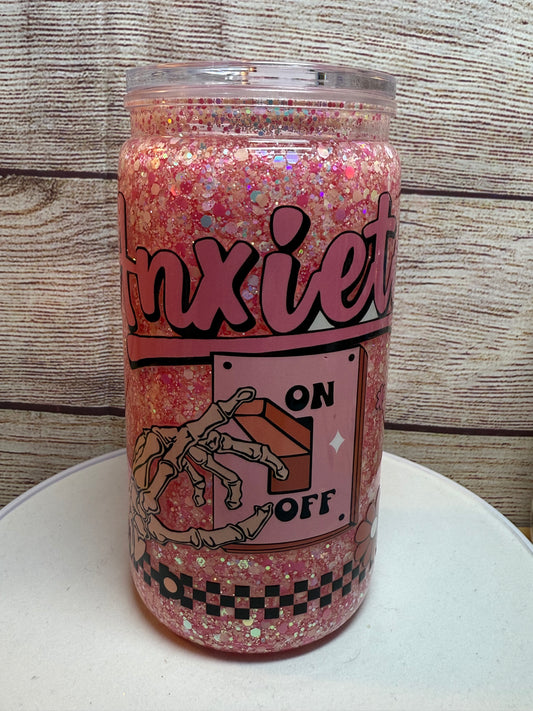 Anxiety snow globe tumbler