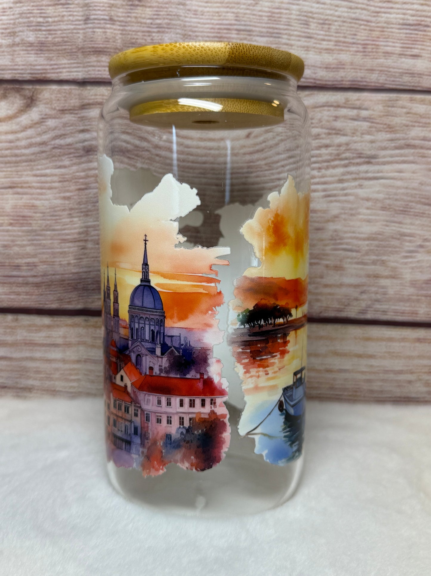 Scenic Boats Glass Tumbler